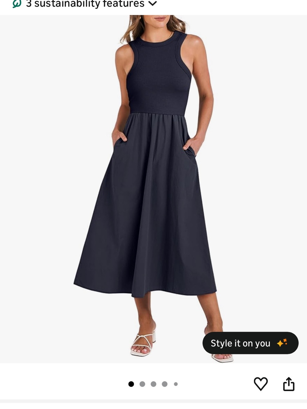 Amazon Sleeveless Navy Maxi Dress with Pockets